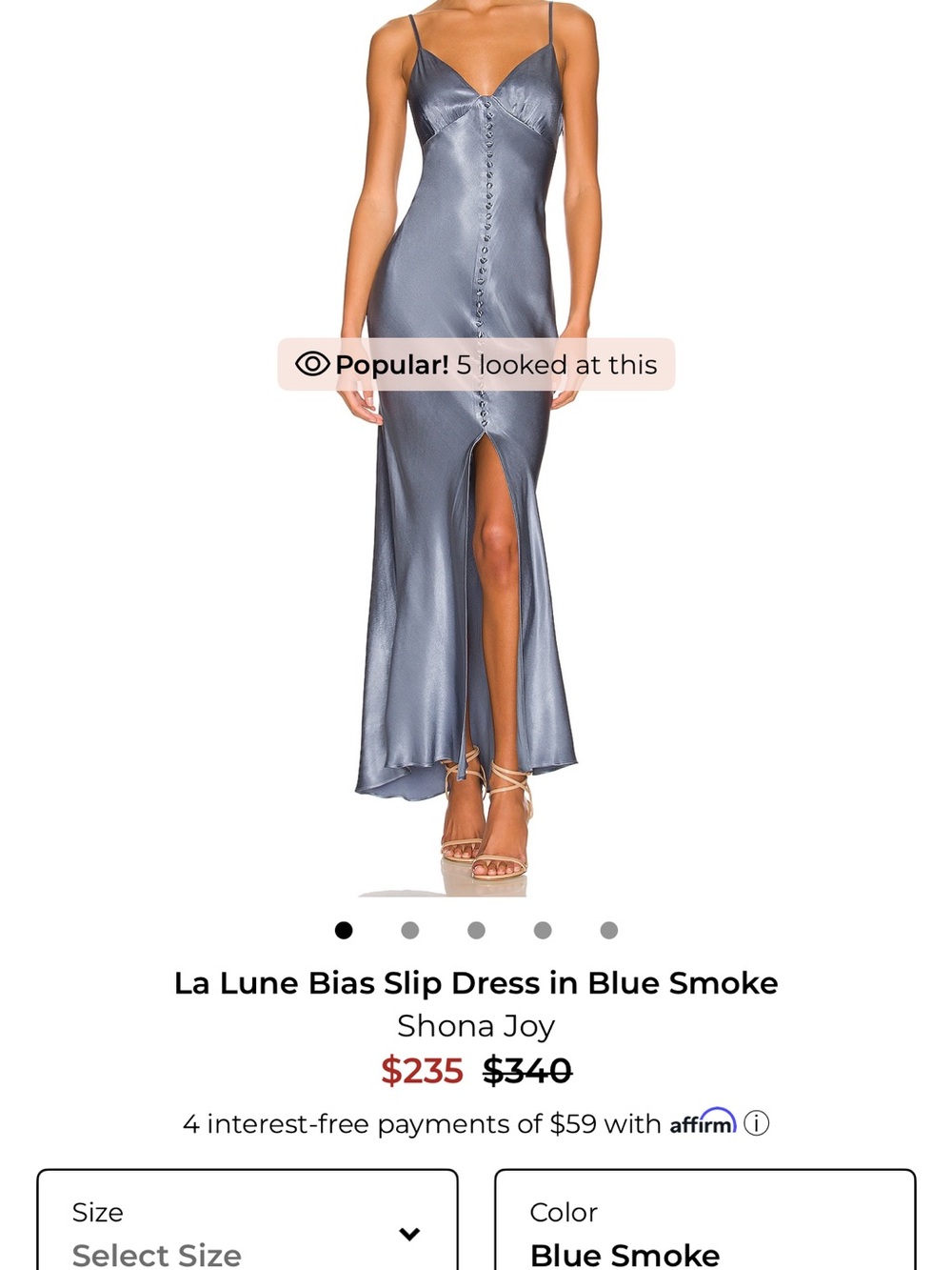 Shona Joy La Lune Bias Slip Dress in Blue Smoke